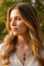 Load image into Gallery viewer, Solar Feather Guardian – Tangerine Aura Quartz Necklace | Wire Wrapped Crystal for Joy, Freedom & Creative Energy