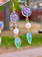 Load image into Gallery viewer, Polished Crystal Quartz Fairy Garden Dangle Earrings