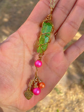 Load image into Gallery viewer, Neon Pink Pearl Fair Necklaces w/ Aura Quartz