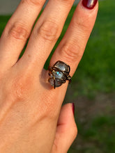 Load image into Gallery viewer, 🔷 Ocean Flash Dichroic Blue Crisscross Ring (Size 7.5)
