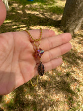 Load image into Gallery viewer, Solar Feather Guardian – Tangerine Aura Quartz Necklace | Wire Wrapped Crystal for Joy, Freedom & Creative Energy
