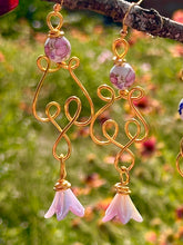 Load image into Gallery viewer, 🌸 Rose Porcelain — Pink & White Floral Dangle Earrings