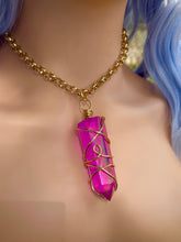Load image into Gallery viewer, Velvet Vortex – Magenta Celestial Prism Aura Quartz Necklace