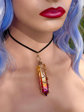 Load image into Gallery viewer, Solar Ember Spiral – Orange & Red Ombré Celestial Prism Aura Quartz Necklace