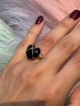 Load image into Gallery viewer, 🖤✨ Black Onyx Crisscross Wire-Wrapped Adjustable Ring