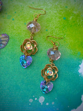 Load image into Gallery viewer, Enchanted Crystal Rose Heart Drop Earrings