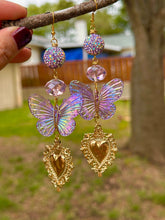 Load image into Gallery viewer, Celestial Butterfly Heart Earrings 💜
