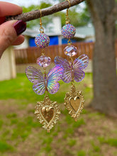 Load image into Gallery viewer, Celestial Butterfly Heart Earrings 💜