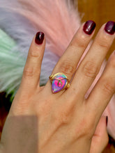 Load image into Gallery viewer, 🌙✨ Ethereal Teardrop Rainbow Opal Swirl Adjustable Ring