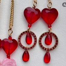 Load image into Gallery viewer, Crystal Heart Teardrop Dangle Earrings