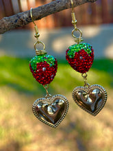 Load image into Gallery viewer, Sugar Sparkle Strawberry Heart Earrings 🍓✨