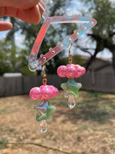 Load image into Gallery viewer, Raining Pink Cloud & Crystal Earrings