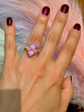 Load image into Gallery viewer, ✨Crisscross Synthetic Rainbow Opal Adjustable Ring