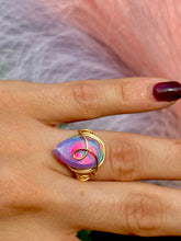 Load image into Gallery viewer, 🌙✨ Ethereal Teardrop Rainbow Opal Swirl Adjustable Ring