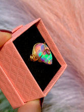 Load image into Gallery viewer, 🌙✨ Ethereal Teardrop Rainbow Opal Swirl Adjustable Ring