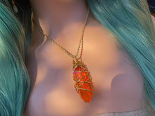 Load image into Gallery viewer, Wire-Wrapped Polished & Cut Orange Terminated Crystal Necklace