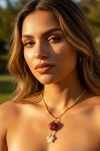 Load image into Gallery viewer, Opal Sweet Guardian – Rhinestone Strawberry & Opal Butterfly Necklace | Wire Wrapped Charm for Transformation & Joy