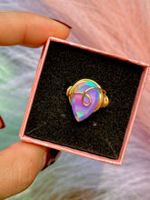 Load image into Gallery viewer, 🌙✨ Ethereal Teardrop Rainbow Opal Swirl Adjustable Ring