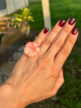 Load image into Gallery viewer, Pink Meadow Jade Flower Ring (Size 6)