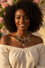 Load image into Gallery viewer, Y2K Swamp Princess Magenta Crystal Charm Necklace