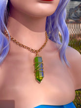 Load image into Gallery viewer, šVerdant Whirl ā Celestial Prism Green Aura Quartz Necklaceš§š»