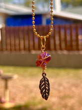 Load image into Gallery viewer, Solar Feather Guardian – Tangerine Aura Quartz Necklace | Wire Wrapped Crystal for Joy, Freedom & Creative Energy