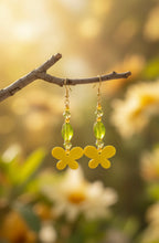 Load image into Gallery viewer, Yellow & Green Hippie Butterfly Crystal Earrings