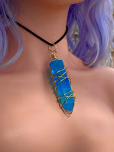 Load image into Gallery viewer, Tidal Lattice – Aqua Aura Quartz Statement Necklace

