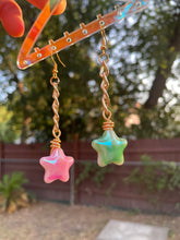 Load image into Gallery viewer, Pink and Green A Symmetrical Matching Star Earrings
