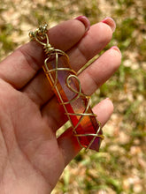 Load image into Gallery viewer, Solar Ember Spiral – Orange &amp; Red Ombré Celestial Prism Aura Quartz Necklace
