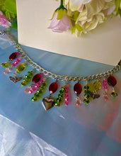 Load image into Gallery viewer, Y2K Swamp Princess Magenta Crystal Charm Necklace
