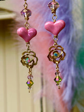 Load image into Gallery viewer, Pink Aurora Rose Charm &amp; Crystal Earrings 🌸
