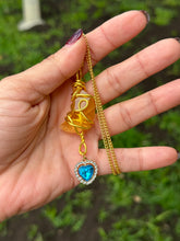 Load image into Gallery viewer, Golden Moonbeam Crystal &amp; Heart Charm Necklace

