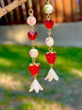 Load image into Gallery viewer, Raspberry Blossom Crystal Heart Earrings 🍓
