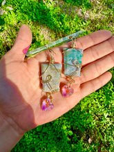 Load image into Gallery viewer, Moss Agate &amp; Pink Swarovski Earrings
