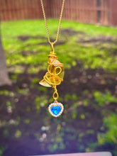 Load image into Gallery viewer, Golden Moonbeam Crystal &amp; Heart Charm Necklace
