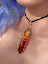 Load image into Gallery viewer, Solar Ember Spiral – Orange &amp; Red Ombré Celestial Prism Aura Quartz Necklace
