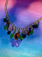 Load image into Gallery viewer, 🧡 Orange Swarovski Teardrop Y2K Butterfly Charm Necklace | Amethyst, Peridot &amp; Emerald Green Crystals 🦋
