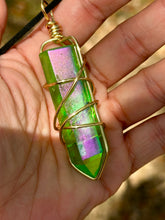 Load image into Gallery viewer, 🌌Verdant Whirl – Celestial Prism Green Aura Quartz Necklace🧚🏻
