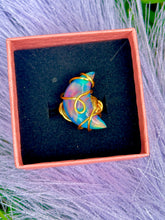Load image into Gallery viewer, Rainbow Opal Crescent Moon Ring – Adjustable Fairycore Statement Ring ✨

