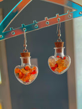 Load image into Gallery viewer, Carnelian Heart Magic Bottle Earrings
