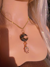 Load image into Gallery viewer, Black Obsidian Purple Agate Druzy Necklace
