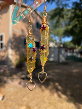Load image into Gallery viewer, Polished Yellow Aura Quartz Star &amp; Heart Earrings
