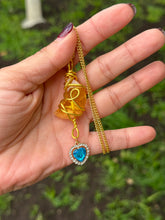 Load image into Gallery viewer, Golden Moonbeam Crystal &amp; Heart Charm Necklace

