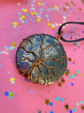 Load image into Gallery viewer, Wire Wrapped Pyrite Tree Of Life Necklace
