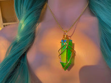 Load image into Gallery viewer, Polished and Cut &amp; Wrapped Green Aura Quartz Necklace
