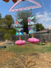 Load image into Gallery viewer, Pink Acrylic Cloud Crystal Earrings

