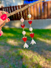 Load image into Gallery viewer, Raspberry Blossom Crystal Heart Earrings 🍓

