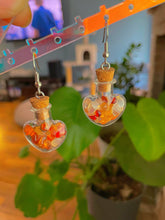 Load image into Gallery viewer, Carnelian Heart Magic Bottle Earrings
