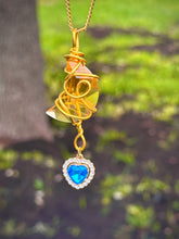 Load image into Gallery viewer, Golden Moonbeam Crystal &amp; Heart Charm Necklace
